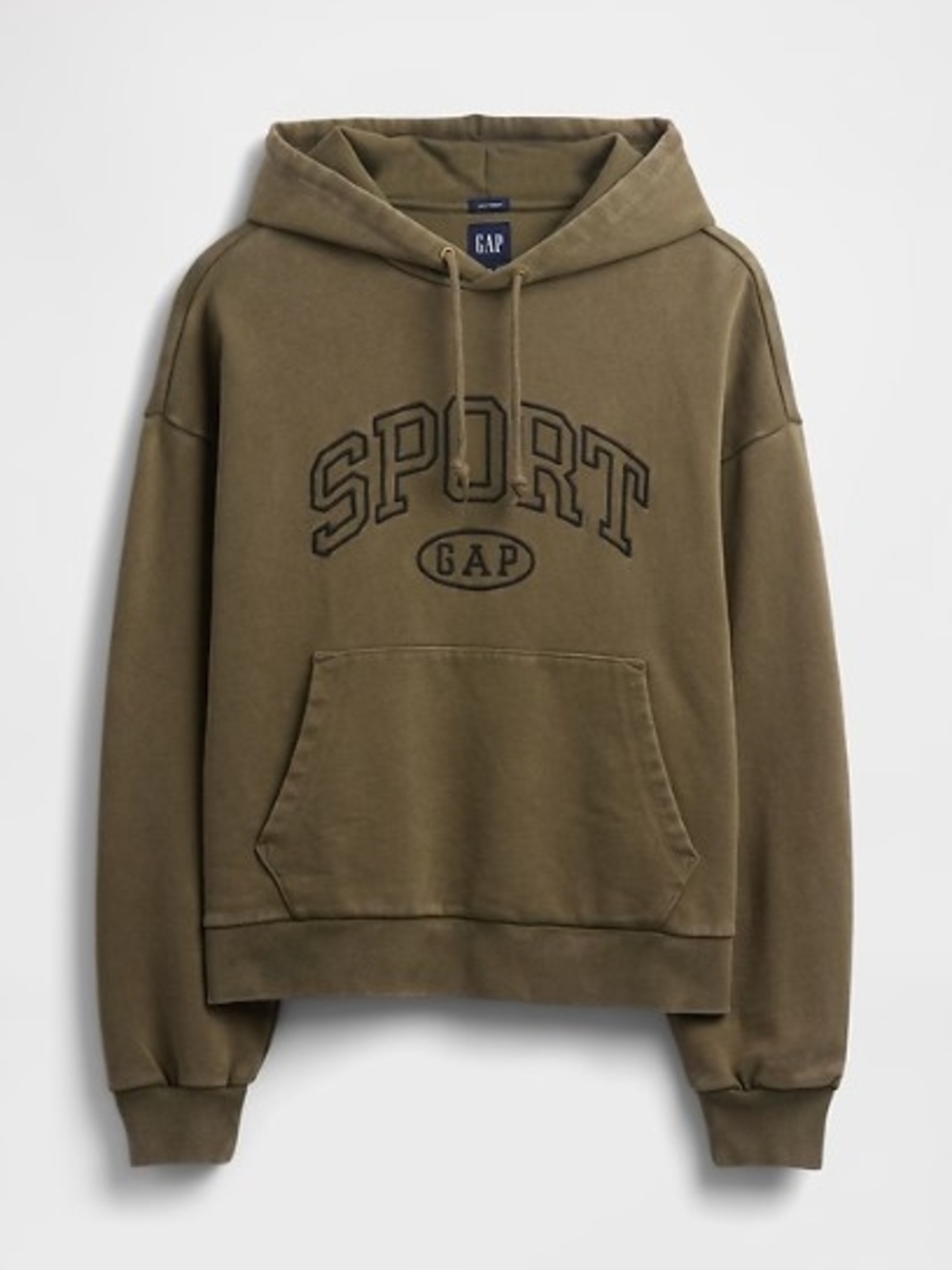 GAP heavyweight olive long sleeve hoodie, oversized, embroidered logo, XL + new